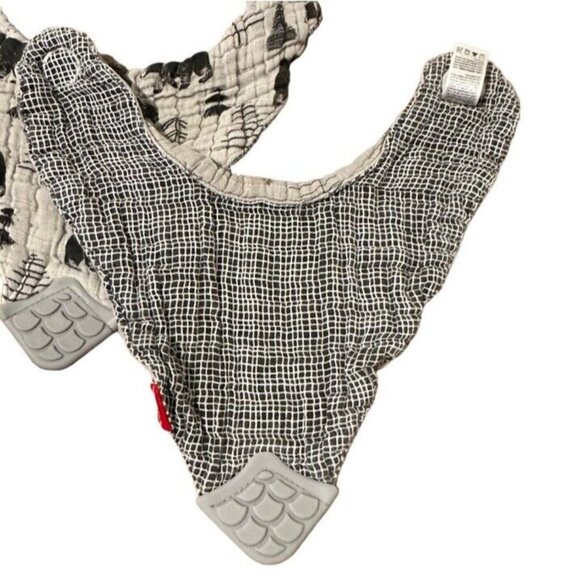 Nuby Baby Lot 2 100% Natural Cotton Muslin Teething Drool Bib Bandana Boys Gray - Picture 2 of 7